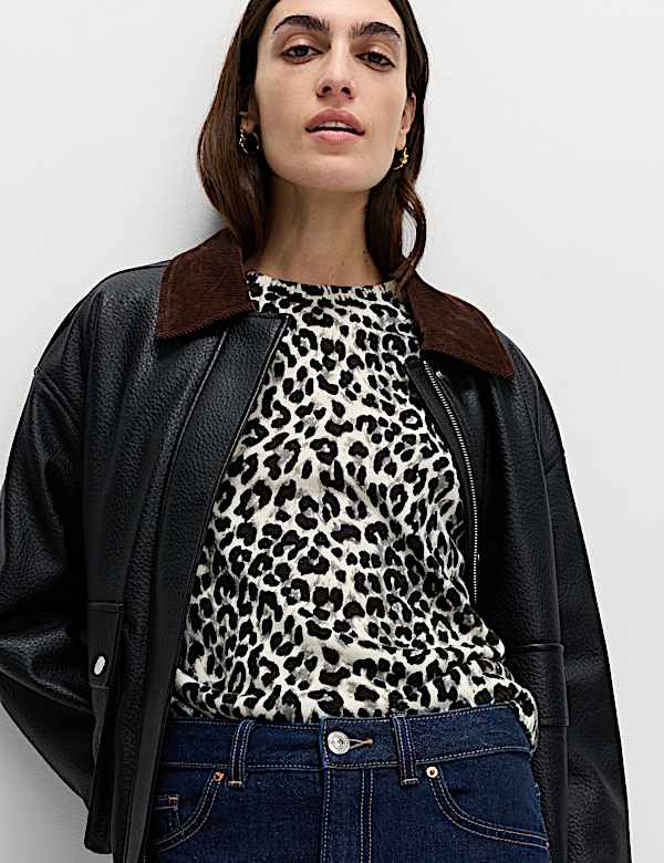 Animal Print Crew Neck Jumper