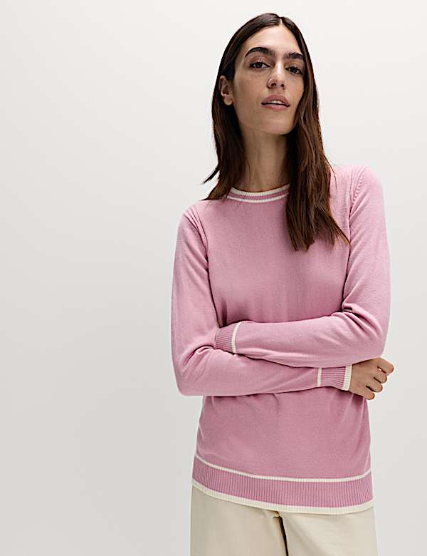 Supersoft Tipped Crew Neck Jumper