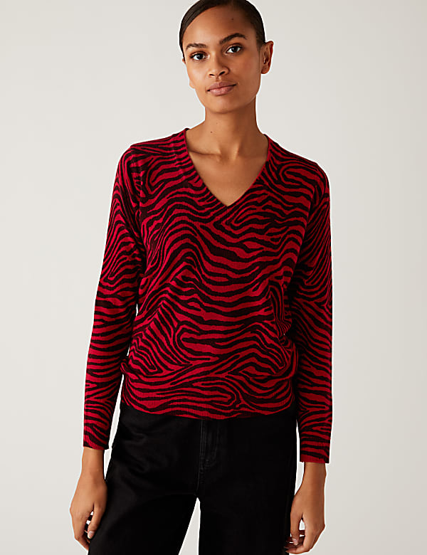 Supersoft Animal Print V-Neck Jumper