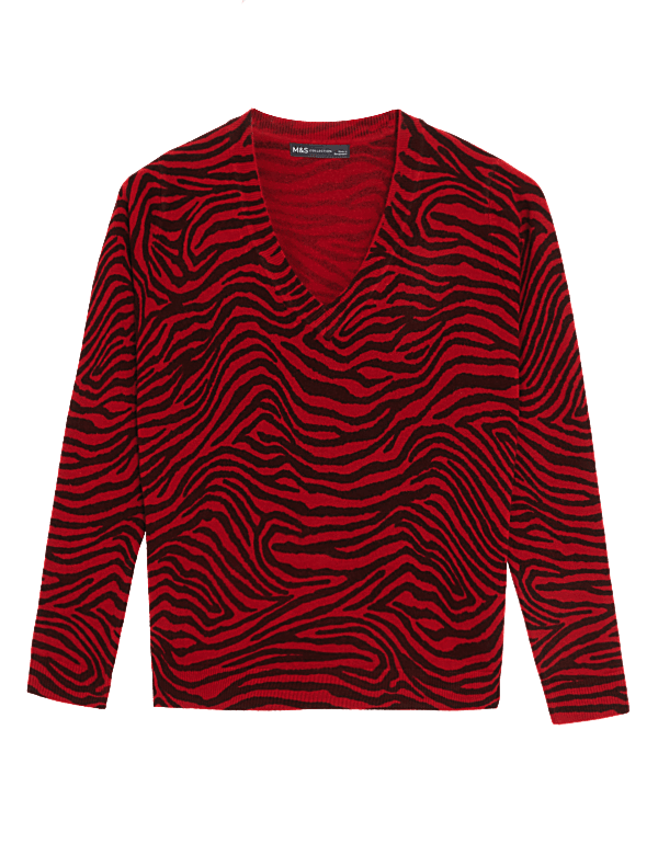 Supersoft Animal Print V-Neck Jumper