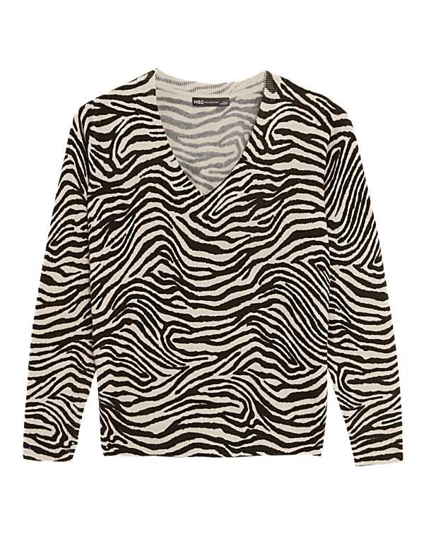 Supersoft Animal Print V-Neck Jumper