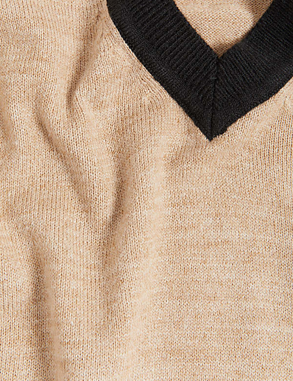 Supersoft Colour Block V-Neck Jumper