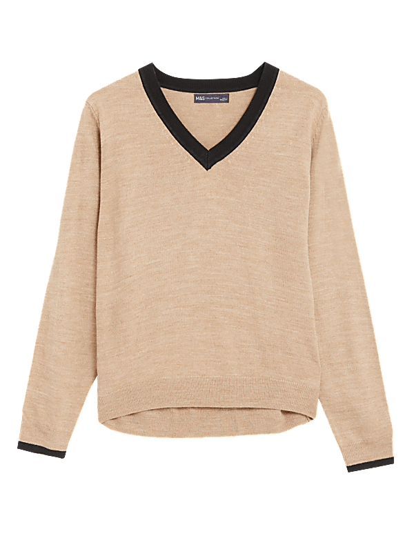 Supersoft Colour Block V-Neck Jumper