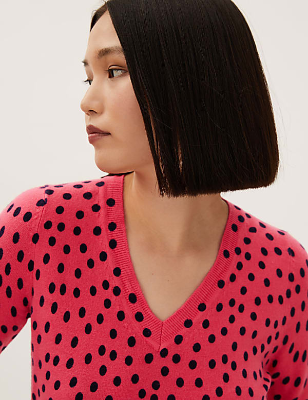 Supersoft Polka Dot V-Neck Jumper
