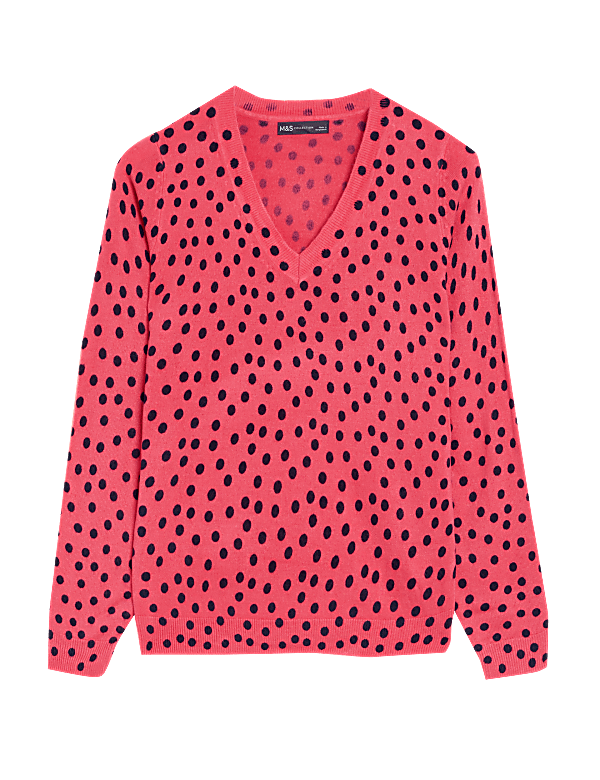 Supersoft Polka Dot V-Neck Jumper