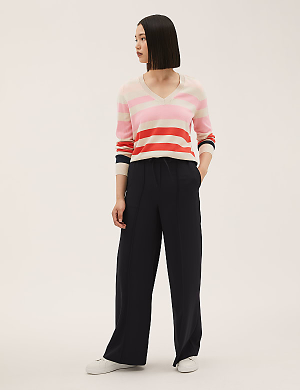 Supersoft Striped V-Neck Jumper