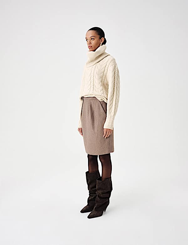 Wool Blend Cable Knit Relaxed Jumper - PT