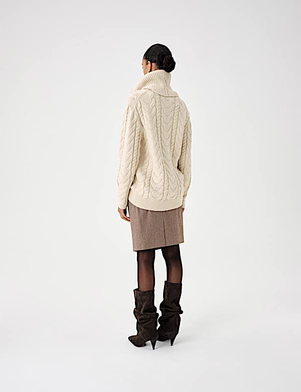 Wool Blend Cable Knit Relaxed Jumper - PT