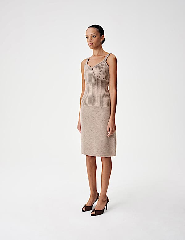 Lambswool Blend Neppy Knitted Ribbed Cami Top - CA