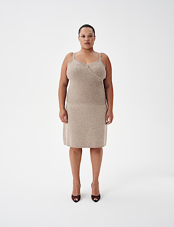 Lambswool Blend Neppy Knitted Ribbed Cami Top - CA