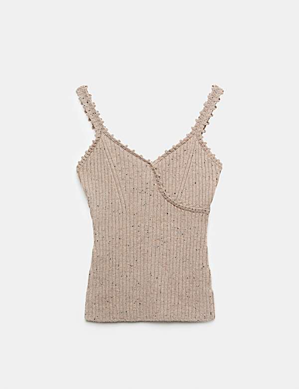 Lambswool Blend Neppy Knitted Ribbed Cami Top - CA