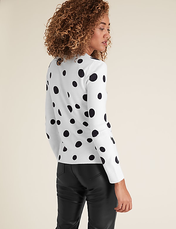 Supersoft Polka Dot V-Neck Jumper