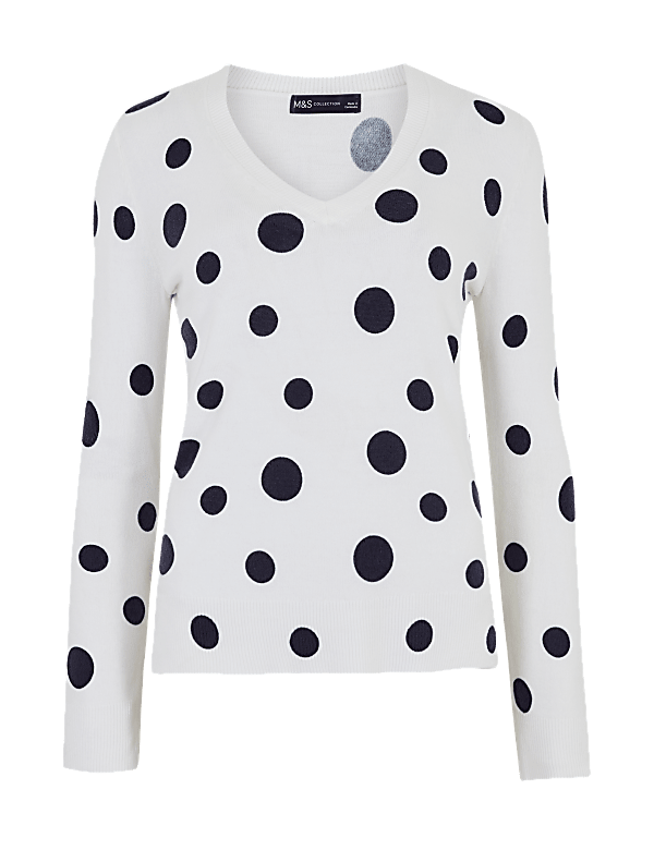 Supersoft Polka Dot V-Neck Jumper