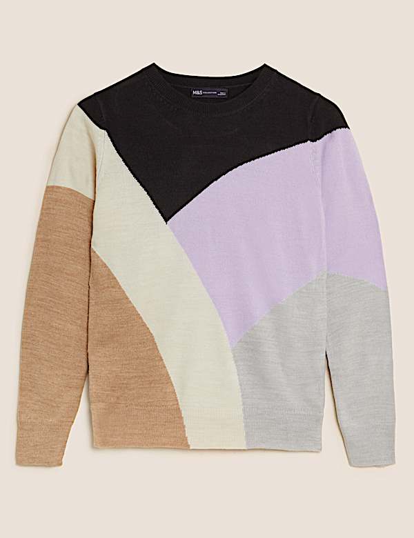 Supersoft Colour Block Crew Neck Jumper