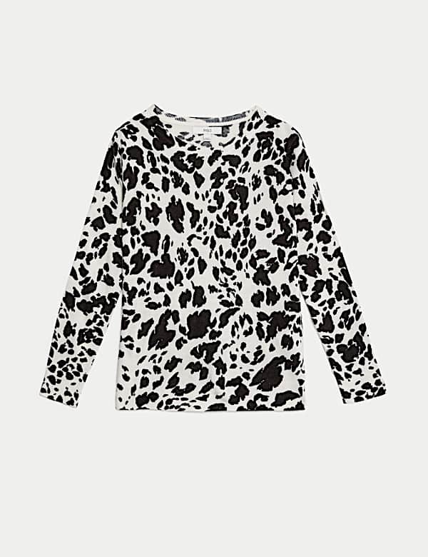 Pull ultra-doux à encolure ronde et imprimé animal - BE