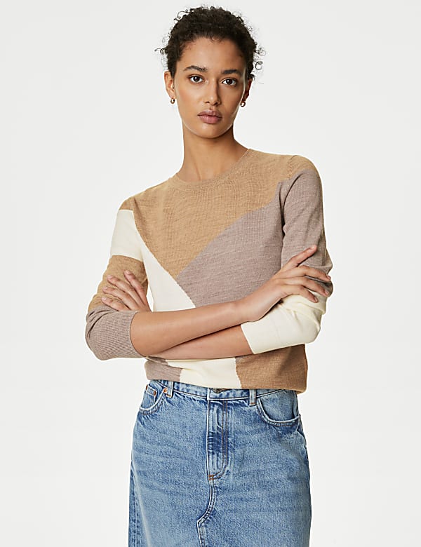 Supersoft Colour Block Crew Neck Jumper