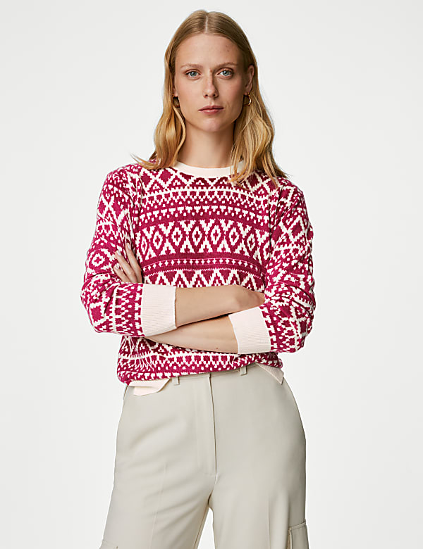 Pull ultra-doux à encolure ronde et motif jacquard - FR