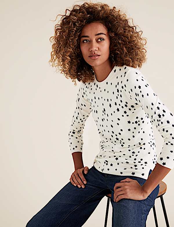 Supersoft Star Print Crew Neck Jumper