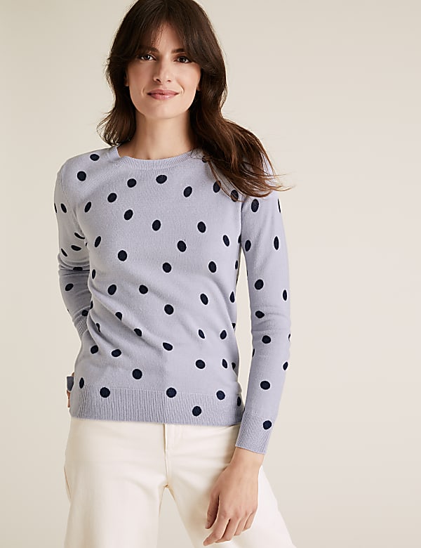 Supersoft Polka Dot Crew Neck Jumper ROSE MIX Jumpers M S HU