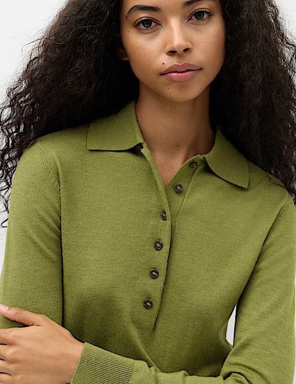 Collared Slim Jumper with Wool - CN