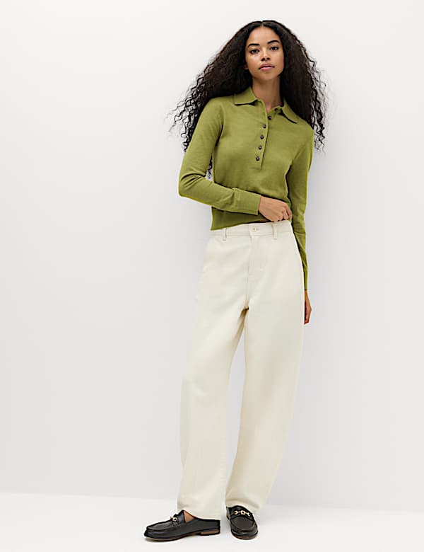 Collared Slim Jumper with Wool - CN