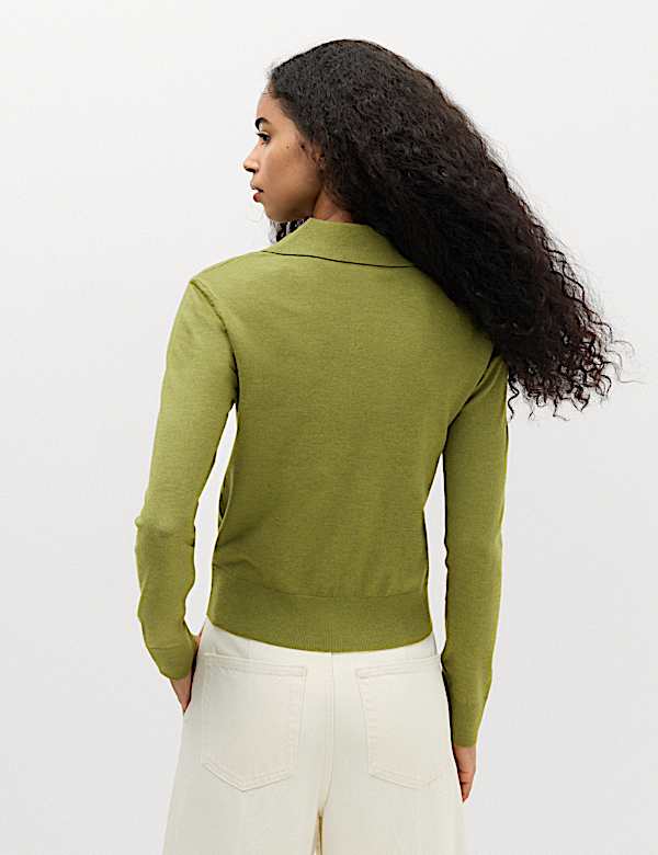 Collared Slim Jumper with Wool - CN