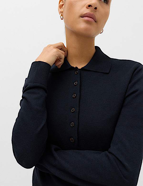 Collared Slim Jumper with Wool - GR