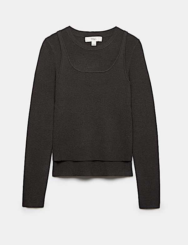 Double layer Knitted Top with Wool - KR