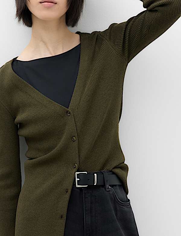 2 Pack Ribbed V-Neck Slim Fit Cardigans - SE