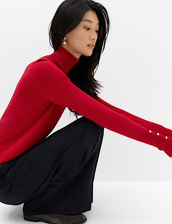 Rayon Rich Roll Neck Fitted Jumper - UA
