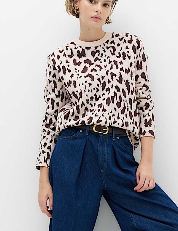 Animal Print Crew Neck Relaxed Jumper