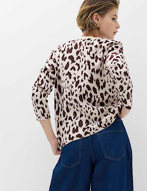 Animal Print Crew Neck Relaxed Jumper
