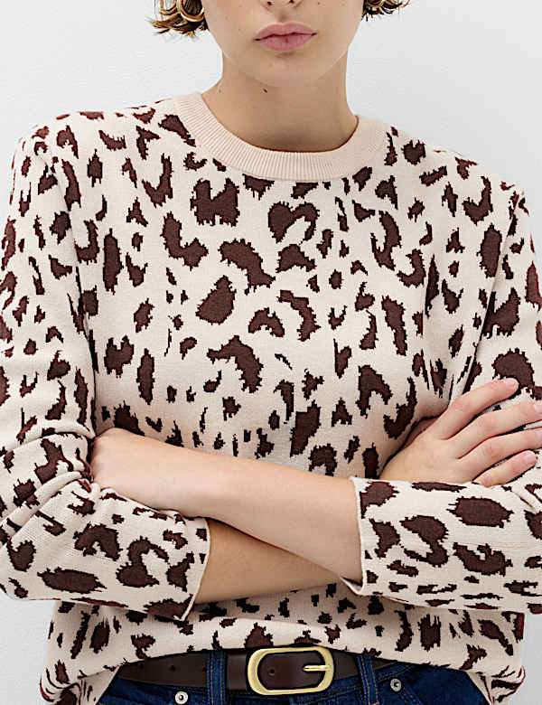 Animal Print Crew Neck Relaxed Jumper