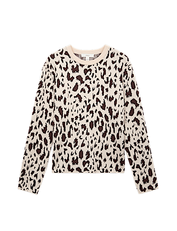 Animal Print Crew Neck Relaxed Jumper