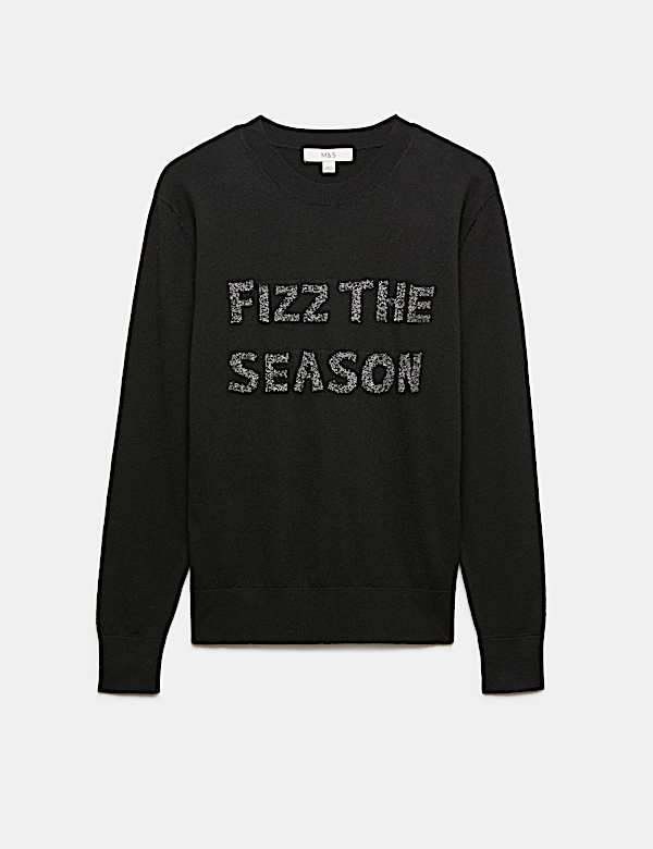 Slogan Crew Neck Jumper with Wool - UA