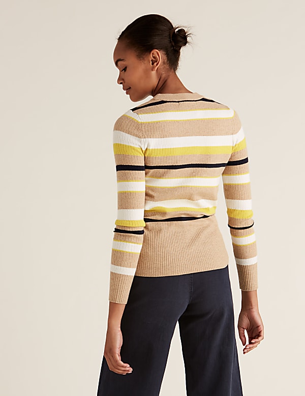 Soft Touch Striped Textured Fitted Jumper