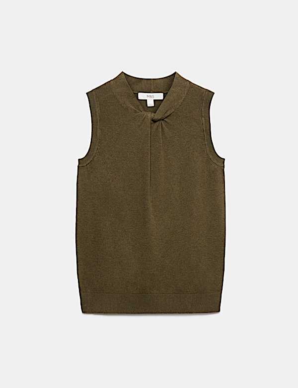 Twist Front Slim Knitted Vest - SI