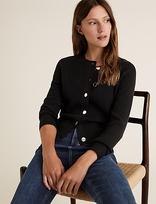 Soft Touch Crew Neck Button Front Cardigan