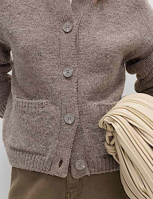 Crew Neck Pocket Detail Cardigan - FR