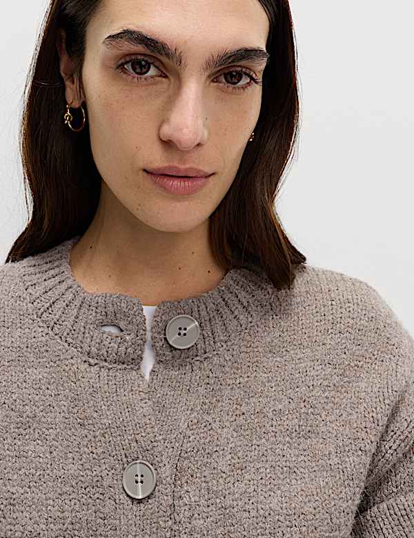 Crew Neck Pocket Detail Cardigan - FR