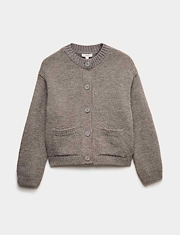 Crew Neck Pocket Detail Cardigan - FR
