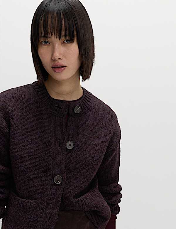 Crew Neck Pocket Detail Cardigan - GR