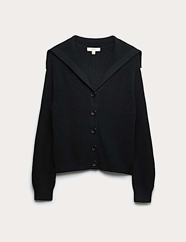 C&aacute;rdigan abotonado de cuello en pico - US