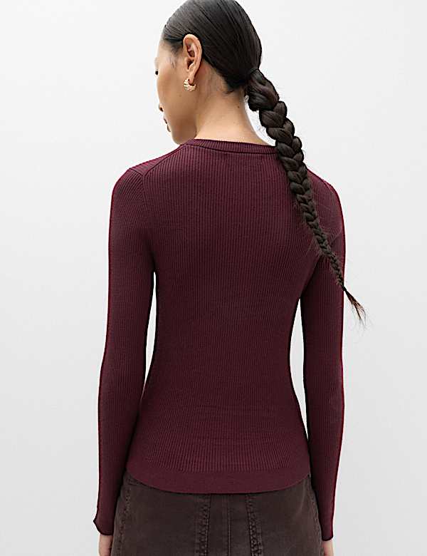 Ribbed Crew Neck Fitted Jumper - HR