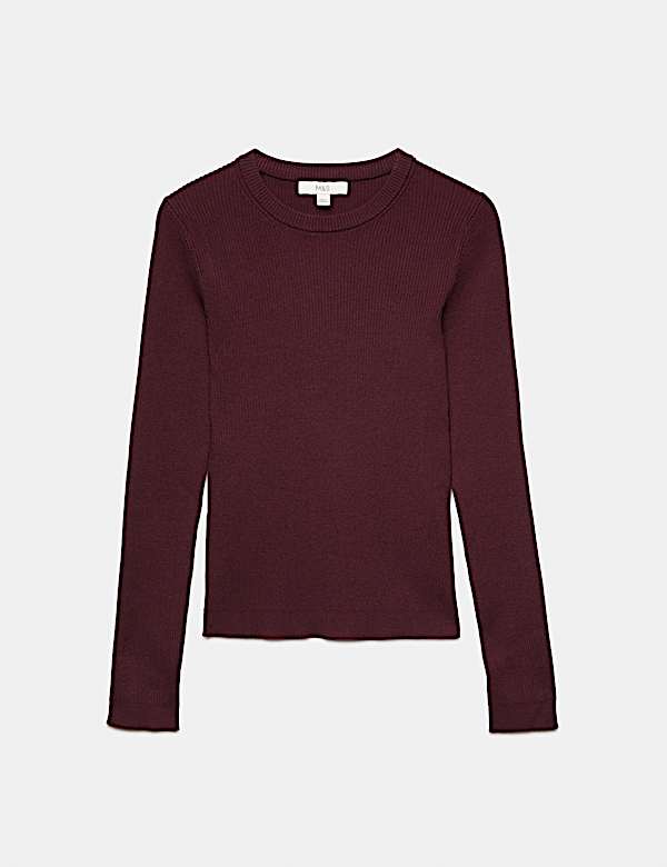 Ribbed Crew Neck Fitted Jumper - HR