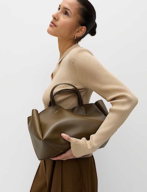 Ribbed Collared Knitted Top - UA