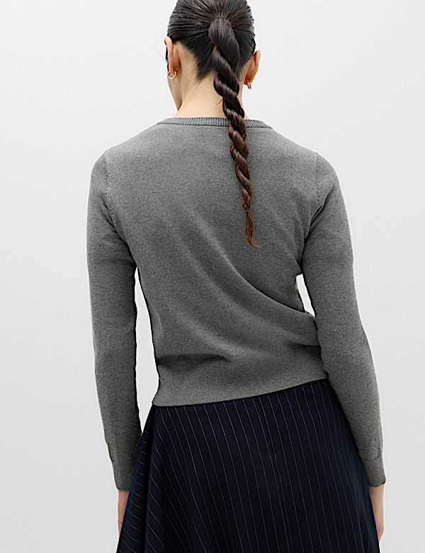 Crew Neck Button Through Cardigan