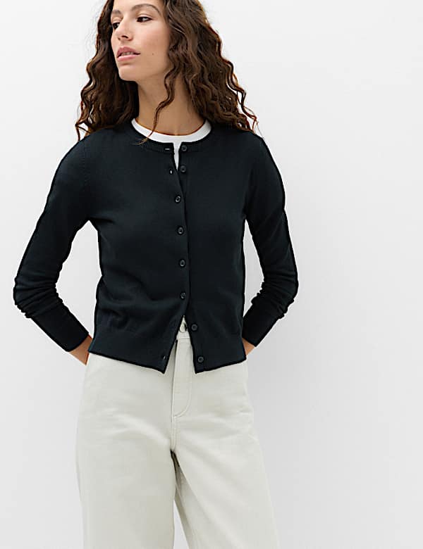 Crew Neck Button Through Cardigan - HR
