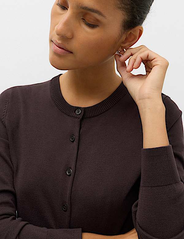 Crew Neck Button Through Cardigan