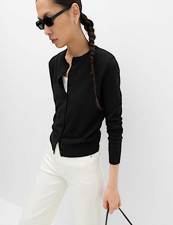 Crew Neck Button Through Cardigan